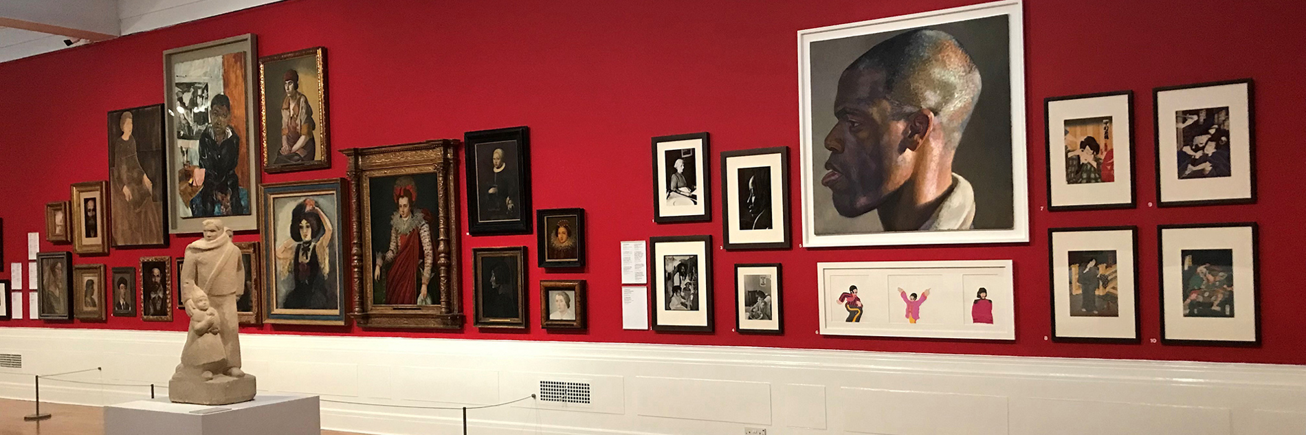 A photograph of the portraiture display at Graves Gallery