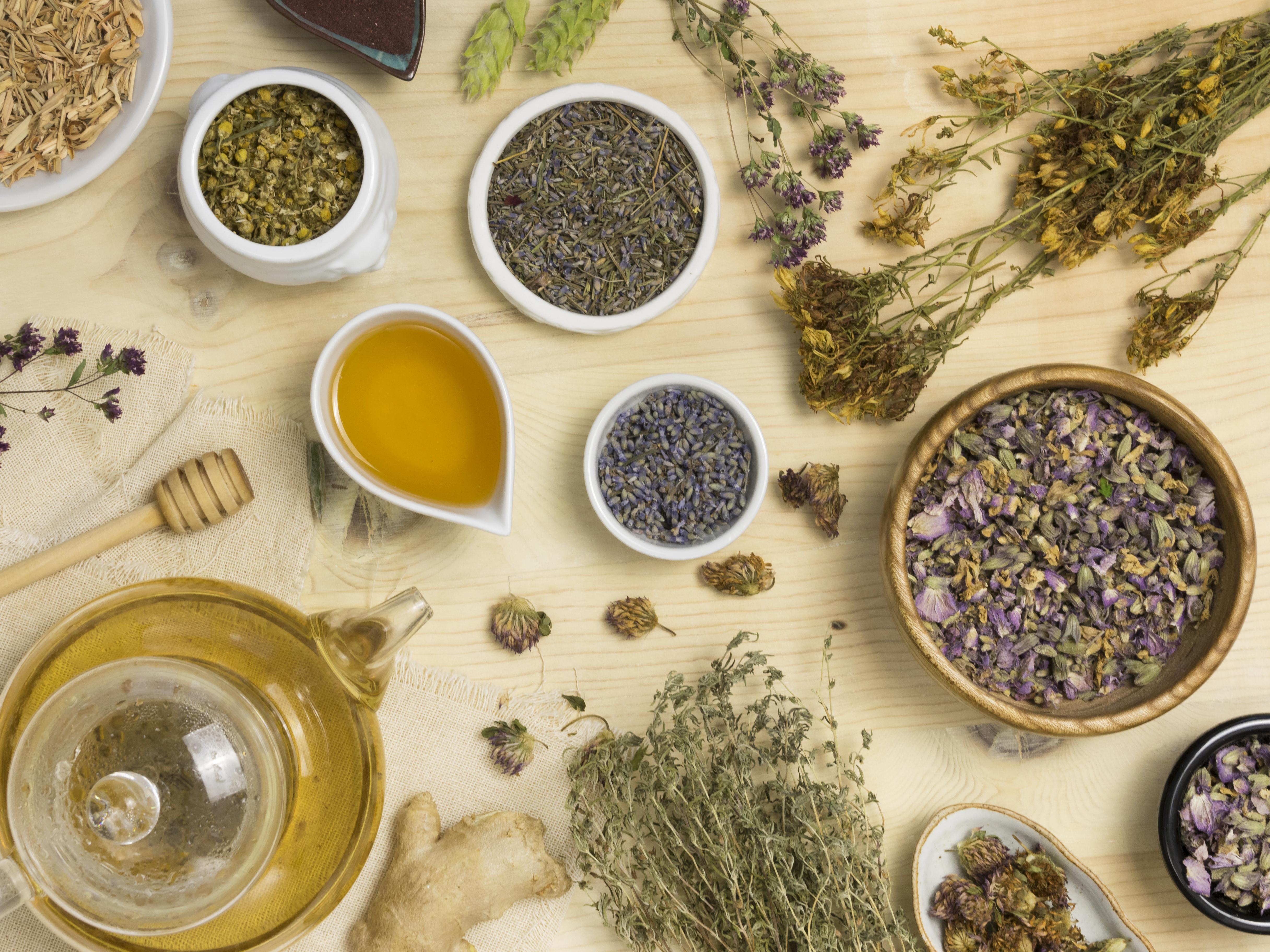 Herbs, dried plants and tea