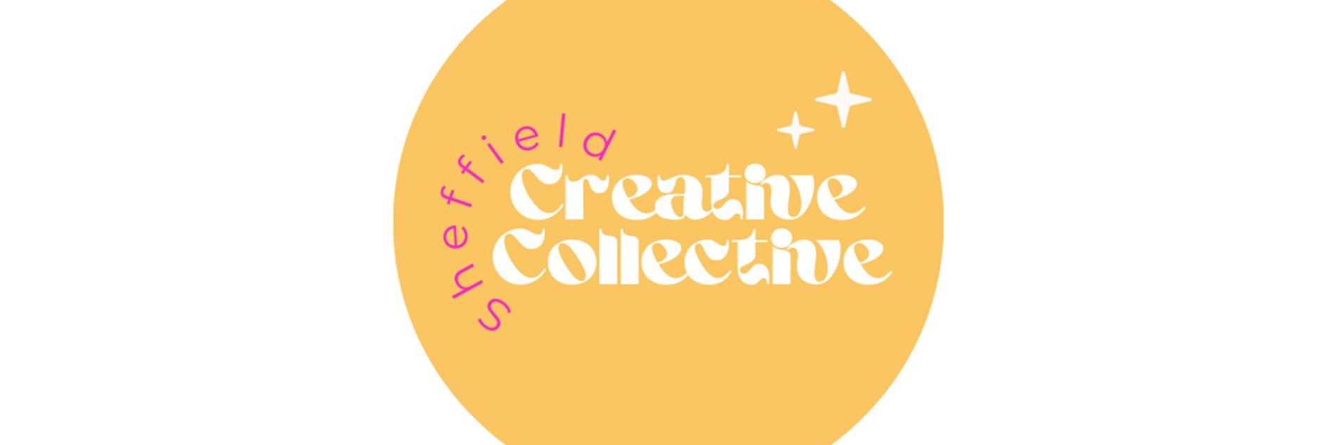 A graphic of a yellow circle with Sheffield Creative Collective written over it in white text