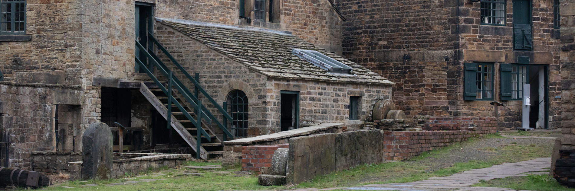 A photograph of the brick buildings at Abbeydale Industrial Hamlet